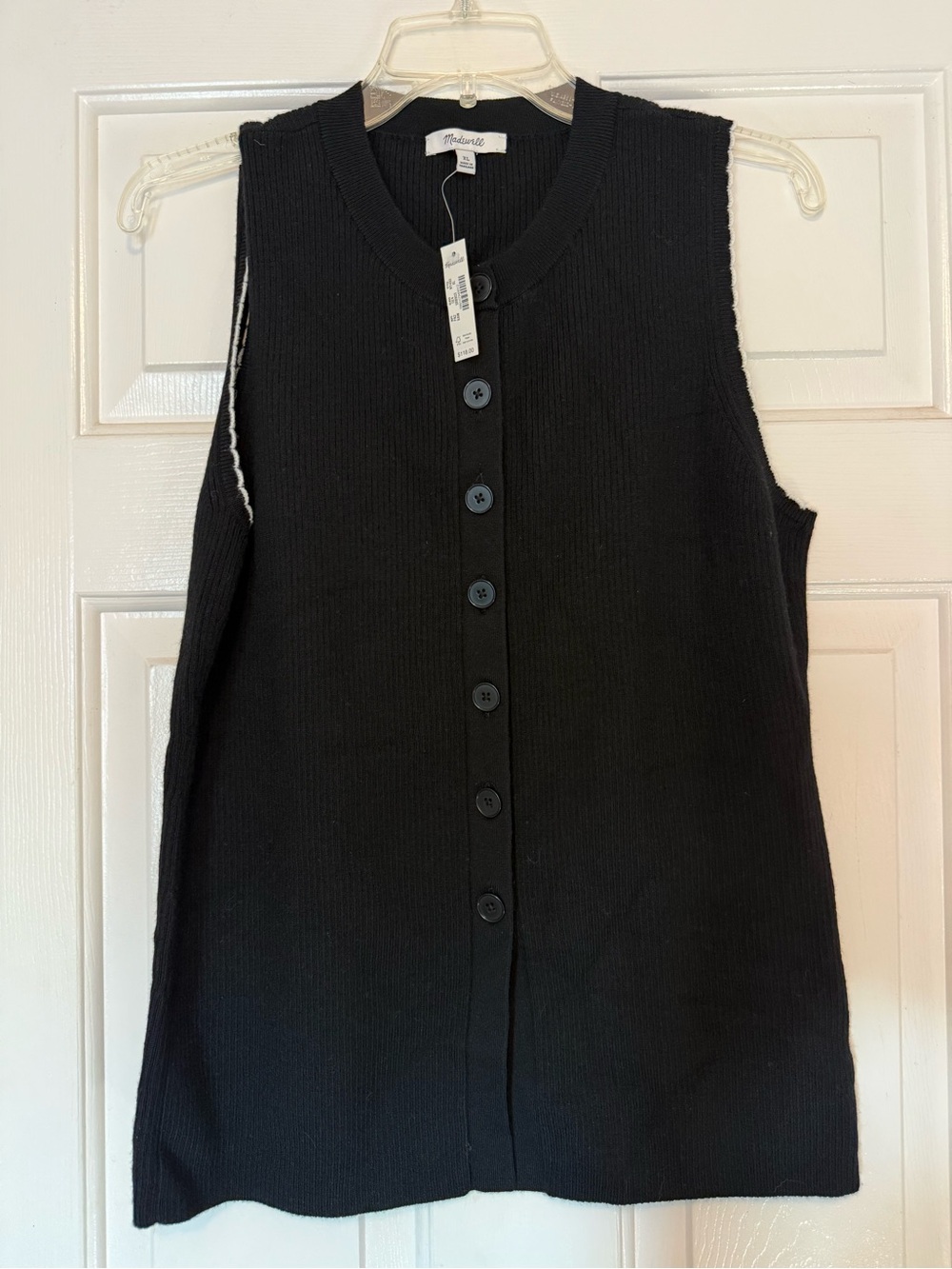 NWT Madewell Sleeveless Merino Wool Blend Button-Front Knit Top-Size XL - Picture 4 of 8